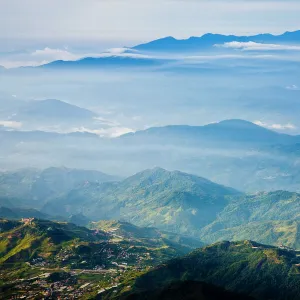 Sabah Malaysia, Borneo, Kinabalu National Park. The impressive scenery of the Kinabalu National Park viewed from the slopes of Mount Kinabalu - The highest mountain peak in South