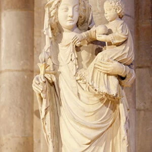 A 14th century Virgin and Child statue in Notre-Dame de Paris cathedral, Paris, France