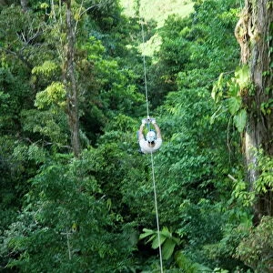 600 metre zip line at the top of the Sky Tram at Arenal Volcano, Costa Rica