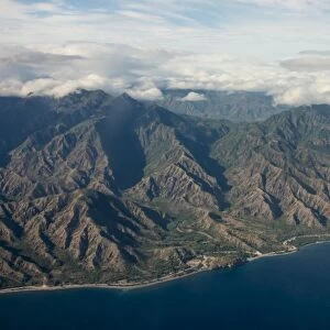 Aerial of the costal exclave Oecusse (Oecussi), East Timor, Southeast Asia, Asia