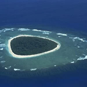 Aerial of reef formation and island, Fiji, Pacific Islands, Pacific