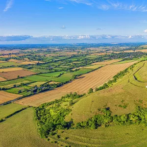 Aerial view of the famous White Horse below Bratton Camp