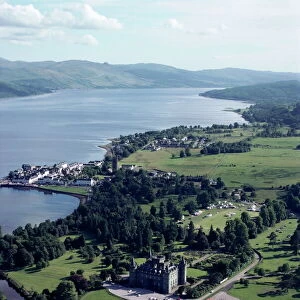 Aerial view of Inverary castle and Loch Fyne