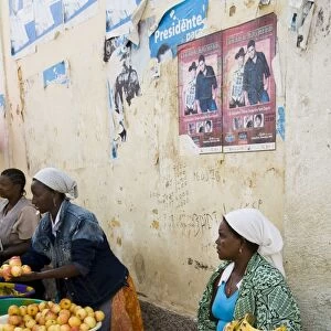 The African market in the old city of Praia on the Plateau, Praia, Santiago