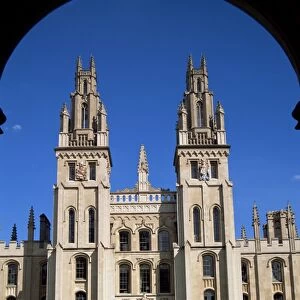 All Souls College, twin towers, Oxford, Oxfordshire, England, United Kingdom, Europe