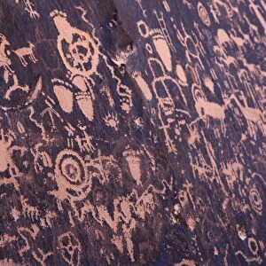 Ancient American Indian petroglyphs at Newspaper Rock, Indian Creek, Canyonlands National Park