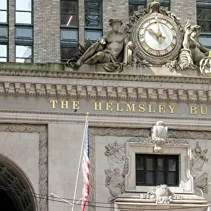 Architectural detail of the Helmsley Building, built in 1929 as the New York Central Building and designed by Warren and Wetmore in the Beaux-Arts style, a 35-story skyscraper just north of Grand Central Terminal, in Midtown Manhattan