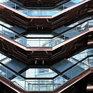 Architectural detail of The Vessel, a 16 storey structure and visitor attraction constructed as a key element of the Hudson Yards Redevelopment Project, Manhattan, New York City, United States of America, North America