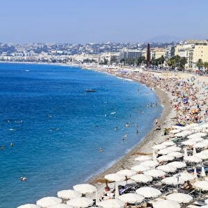 Baie des Anges and beach, Nice, Alpes Maritimes, Provence, Cote d Azur, French Riviera, France, Mediterranean, Europe