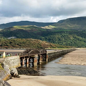 Barmouth Bridge (Viaduct), largely wooden construction, on Cambrian Coast Railway