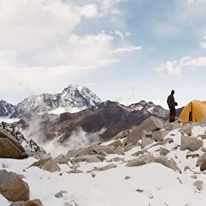 Base camp on Huayna Potosi, Cordillera Real, Bolivia, South America