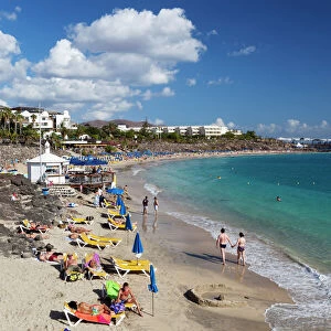 Beach view, Playa Blanca, Lanzarote, Canary Islands, Spain, Atlantic, Europe