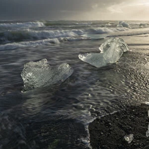 Blocks of ice, Diamond Beach, Jokulsarlon, Iceland, Polar Regions