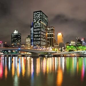 Central business district city skyline at night taken from Southbank of Brisbane, Queensland, Australia, Pacific