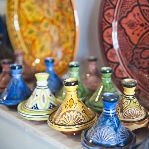 Ceramics for sale, Essaouira, formerly Mogador, Morocco, North Africa, Africa