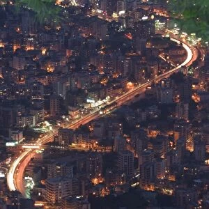 City and car lights of Jounieh