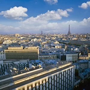 City with Eiffel Tower in distance, Paris, France, Europe