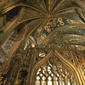 Close-up of the ceiling in the interior of the cathedral at Albi, Midi-Pyrenees