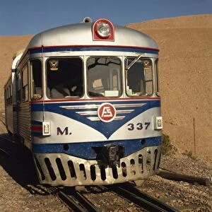 Close-up of the engine of the Bolivian Railways Ferrobus on the border of Bolivia