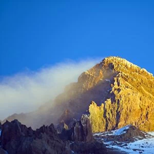 Cloud blowing off the summit of Aconcagua 6962m, highest peak in South America