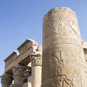 Column with Reliefs, Temple of Sobek and Haroeris, Kom Ombo, Egypt, North Africa, Africa