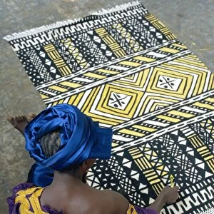 Cotton rug making, craft workshop of Bogolan, Segou, Mali