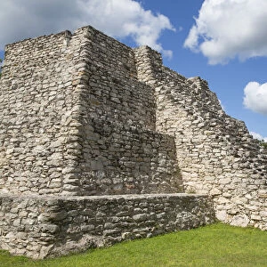 Crematorium Pyramid, Mayan Ruins, Mayapan Archaeological Zone, Yucatan State, Mexico, North America