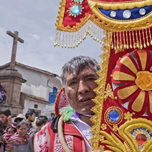 Dancers and audience at the San Jacinto fiesta in Cusco, Peru, South America