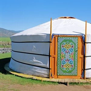 Decorative door on yurt