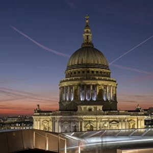 Dome of St. Pauls Cathedral from One New Change shopping mall, London, England, United Kingdom
