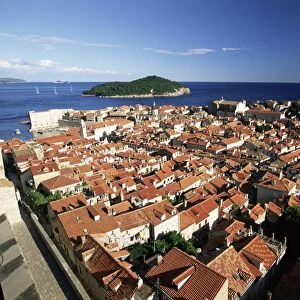 Elevated view of Dubrovnik from the city walls, Dubrovnik, UNESCO World Heritage Site