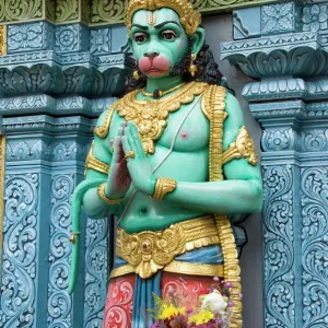 Exterior statue of the Hindu monkey god Hanuman, Sri Krishna Bagawan Temple