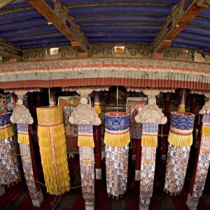 Fisheye view from the roof into the main assembly hall, Drepung monastery