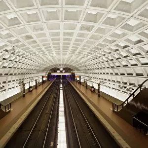 Foggy Bottom Metro station platform, part of the Washington D. C. metro system, Washington D. C. United States of America, North America