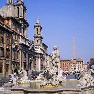 Fountain and obelisk in the Piazza Navona in Rome