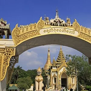 Gateway to Shwedagon Pagoda, Yangon (Rangoon), Myanmar (Burma), Asia
