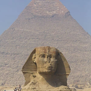 The Great Sphinx of Giza, Khafre Pyramid in the background, Great Pyramids of Giza