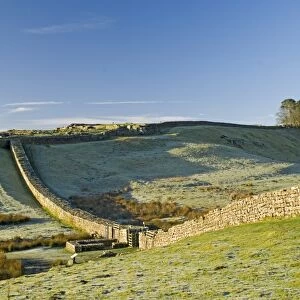 Hadrians Wall with civilian gate, a unique feature, and Housesteads Fort