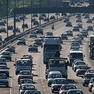 Heavy traffic on the M25 motorway in England, United Kingdom, Europe