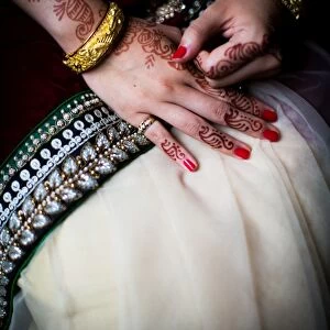 Henna on brides hands, United Kingdom, Europe