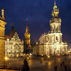 Hofkirche and Palace at Theaterplatz, Dresden, Saxony, Germany, Europe