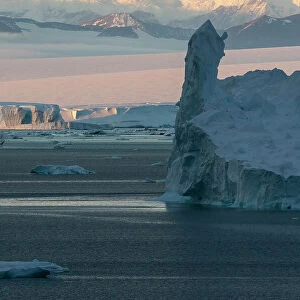 Icebergs at sunset in the Weddell Sea, Antarctica, Polar Regions