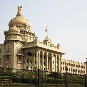 The Indo-Saracenic style Vidhana Soudha (Karnataka State Legislative Assembly) in Bangalore