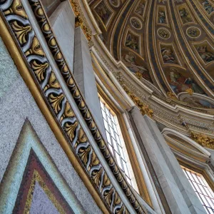 Interior of the dome of St. Peters Basilica, UNESCO World Heritage Site, Vatican, Rome, Lazio, Italy, Europe