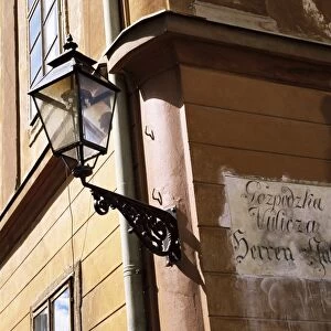Lamp on street corner in the Upper Town, Zagreb, Croatia, Europe