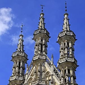Late Gothic Town Hall at Grote Markt Square, Leuven, Brabant, Belgium, Europe