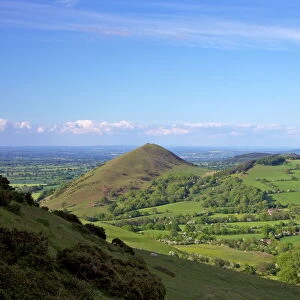 Lawley from slopes of Caer Caradoc in spring evening light, Church Stretton Hills