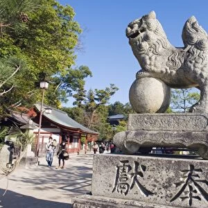 Lion statue at Itsukushima Shrine, UNESCO World Heritage Site, Miyajima Island