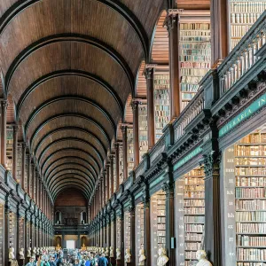 Long Room interior, Old Library building, Trinity College, Dublin, Republic of Ireland