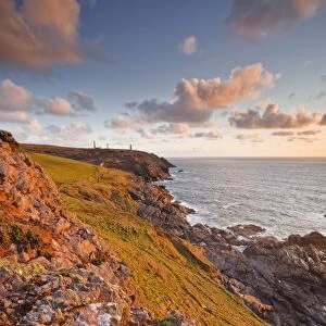 Looking down the Cornish coastline towards Geevor mine, Cornwall, England, United Kingdom, Europe